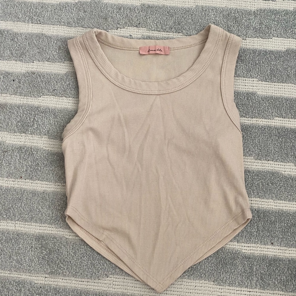 Amable Tan Ribbed Cropped Tank Top - Picture 2 of 9